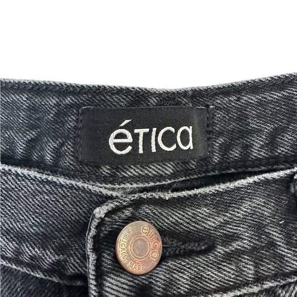 Etica Josie High Rise Crop Raw Hem Jeans 31 washed Black - Picture 5 of 9